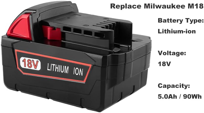 CYDZ® 2 Stück 18V 5.0Ah Akku für Milwaukee M18 48-11-1828 48-11-1840 C18B M18BX Li18 M18B4 M18 XC mi