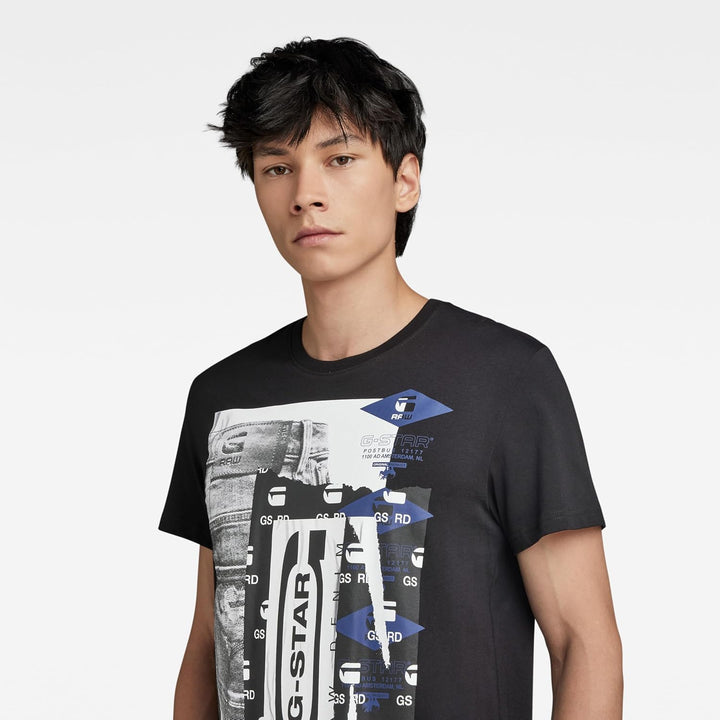 G-STAR RAW Herren Denim Graphic T-Shirt XS Schwarz (Dk Black D24697-336-6484), XS Schwarz (Dk Black