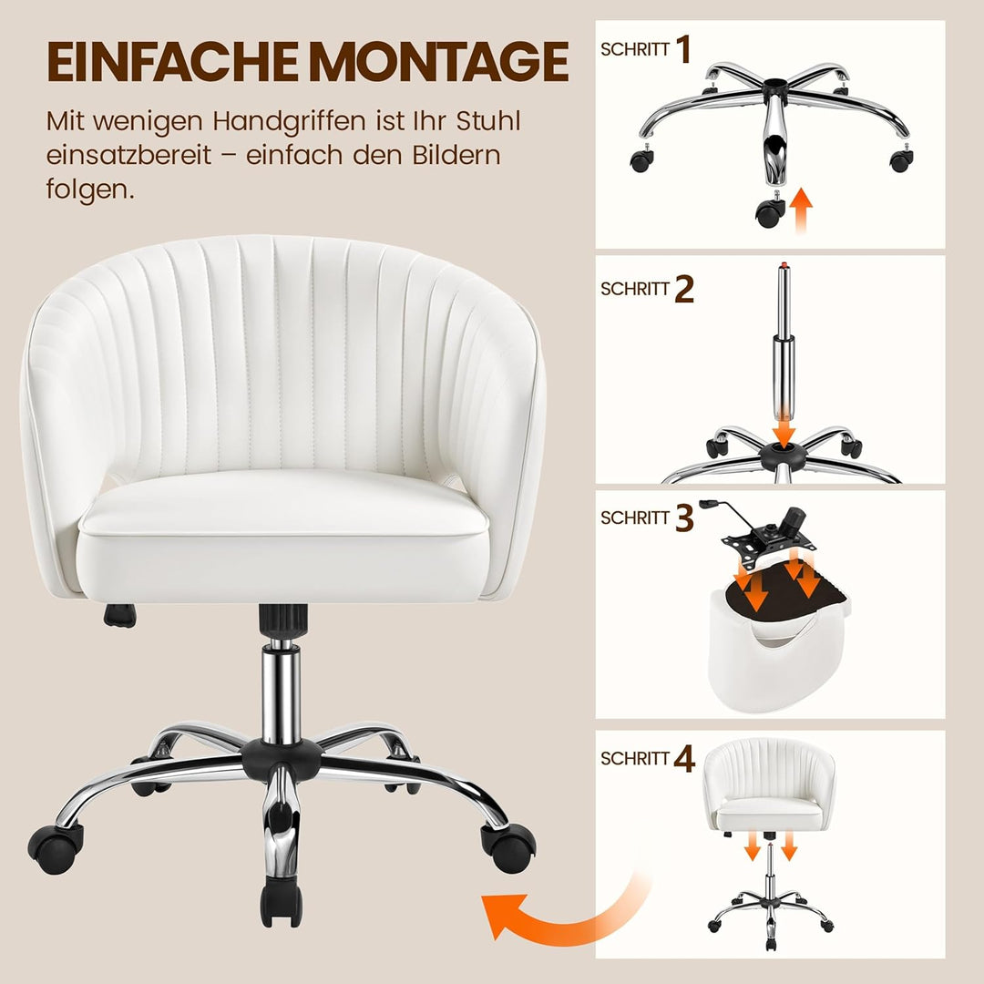 Yaheetech Bürostuhl aus Kunstleder, Ergonomischer Schreibtischstuhl mit Armlehnen, Drehstuhl mit Rol