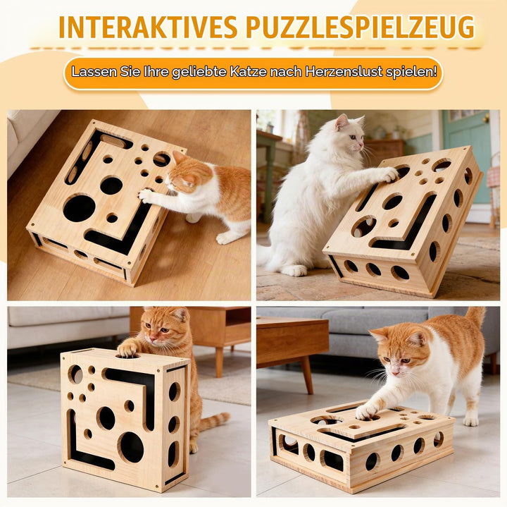 Katzenkratzpuzzle Anreicherungsbox, Katzen Kratzbrett, AnreicherungsBox Katzen Nagelfeilen Holz mit