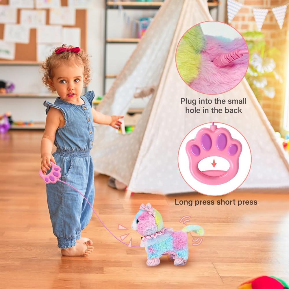 Spielzeug Katze für Kinder, Interaktives Haustier Katze Spielzeug mit Gehen, Bellen, Schwanzwedeln,