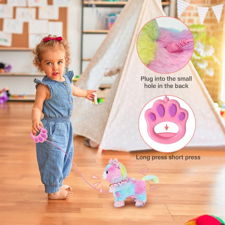 Spielzeug Katze für Kinder, Interaktives Haustier Katze Spielzeug mit Gehen, Bellen, Schwanzwedeln,