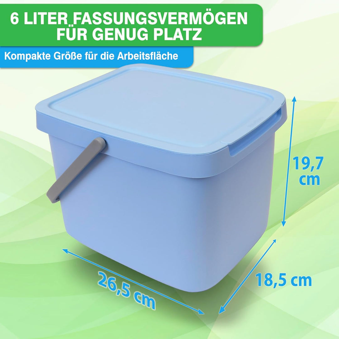 YourCasa Biomülleimer Küche - 6L Komposteimer Küche für alltäglichen Biomüll Behälter - Kompostbehäl