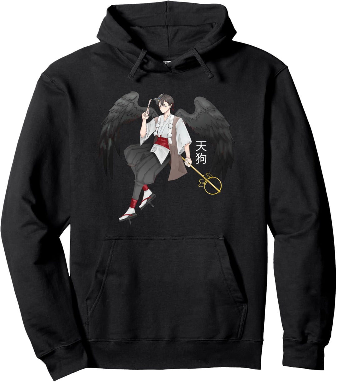 Japanischer Tengu Engel im Anime Design Pullover Hoodie