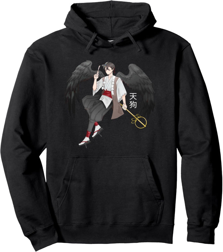 Japanischer Tengu Engel im Anime Design Pullover Hoodie