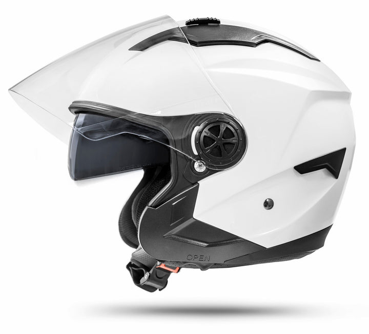 ATO-Moto Jet Helm LA Street Motorradhelm mit Doppelvisier System Integrierte Visiermechanik 4 Punkt