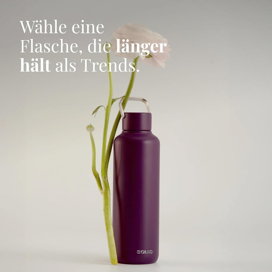 EQUA Timeless Isolierte Trinkflasche, doppelwandig, Edelstahl, 24 Stunden kalt oder bis zu 12 Stunde