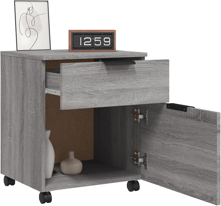 Mobiles Aktenschränkchen mit Rollen Grau Sonoma 45x38x54 cm - Holzwerkstoff - für Büro und Heim Mode