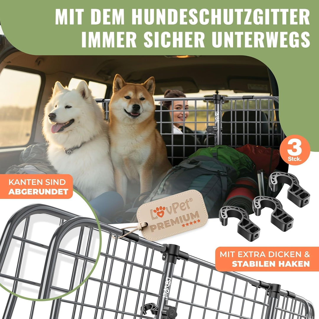 LOVPET® Hundegitter Auto Kofferraum – Universal Trenngitter für Hunde, verstellbar 92–152 cm, ohne B