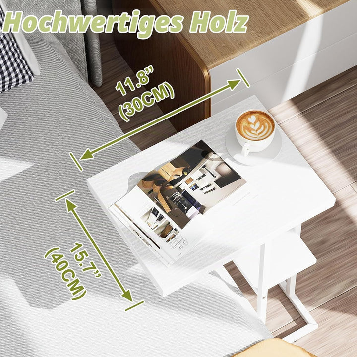 Beistelltisch C Form, Couch Beistelltisch, Kaffeetisch Kleiner Tisch, Sofa Tisch Beistelltisch Bett,