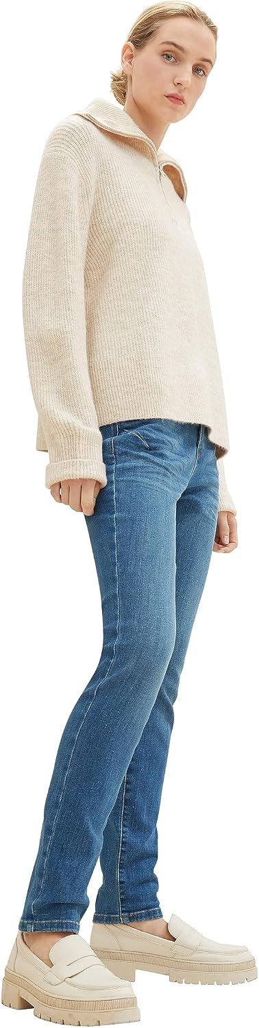 TOM TAILOR Damen Tapered Relaxed Jeans 25W / 30L 10119-used Mid Stone Blue Denim, 25W / 30L 10119-us