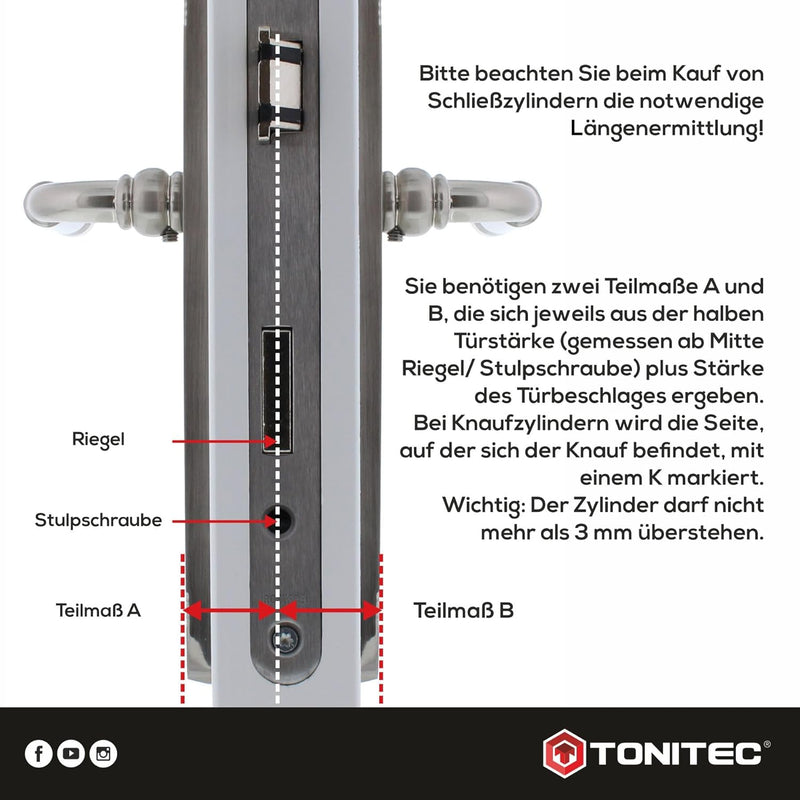 ABUS Türzylinder Schliesszylinder Zylinder EC550 inkl. 5 Schlüssel inkl. ToniTec CodeCard Grösse 40/