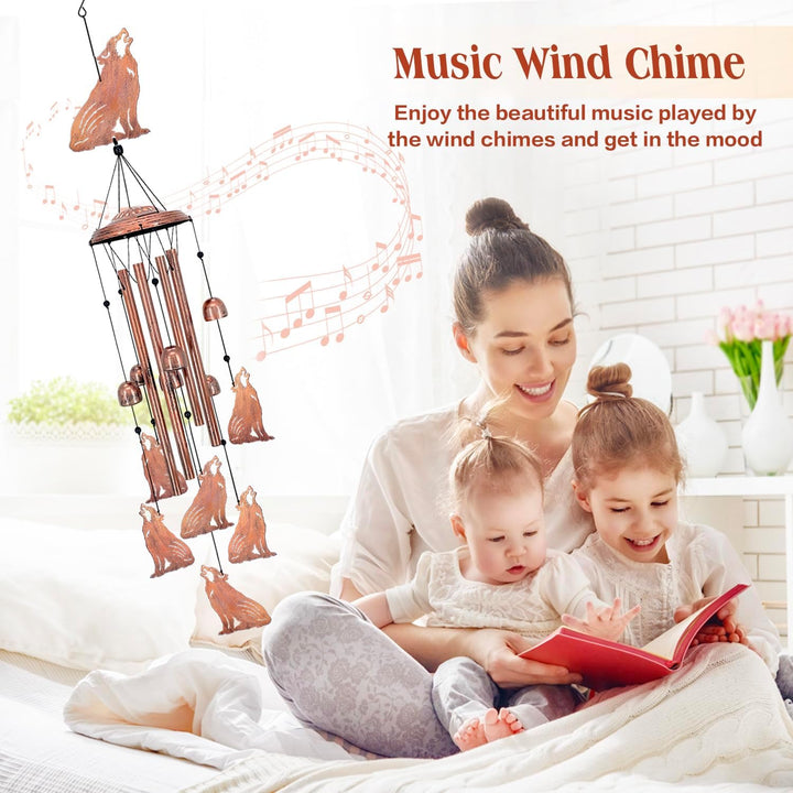 Windspiel mit Wölfen, Geschenke mit Wolf für Frauen/Männer/Mutter/Frau/Oma, Geburtstagsgeschenk, Ged