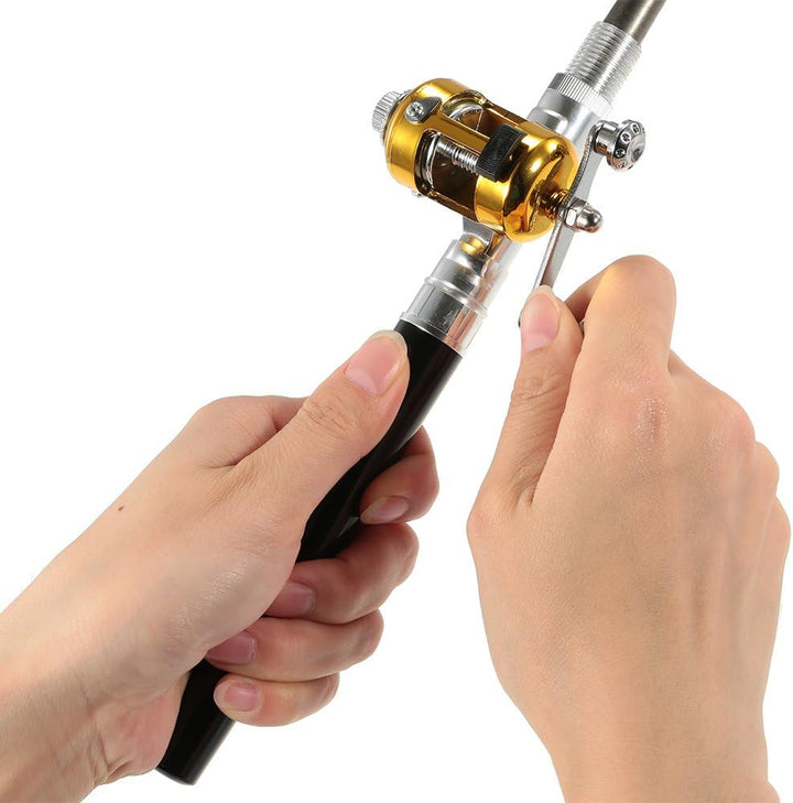 Lixada Mini Angel Reel Combo Kit, Pen Angelrute + Fishing Wheel + Angelschnur + Weiche Köder + Hooks