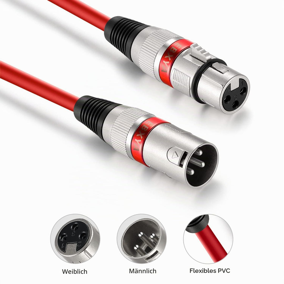 EBXYA XLR Kabel 2-Pack 15M - Symmetrisches Mikrofonkabel & DMX512 Patchkabel - Je 15m Stecker auf Bu