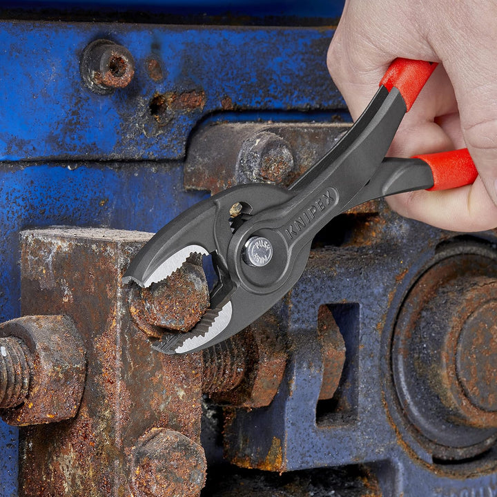 KNIPEX TwinGrip, Frontgreifzange mit rutschhemmendem Griffen, atramentiert, 200 mm (SB-Karte/Blister