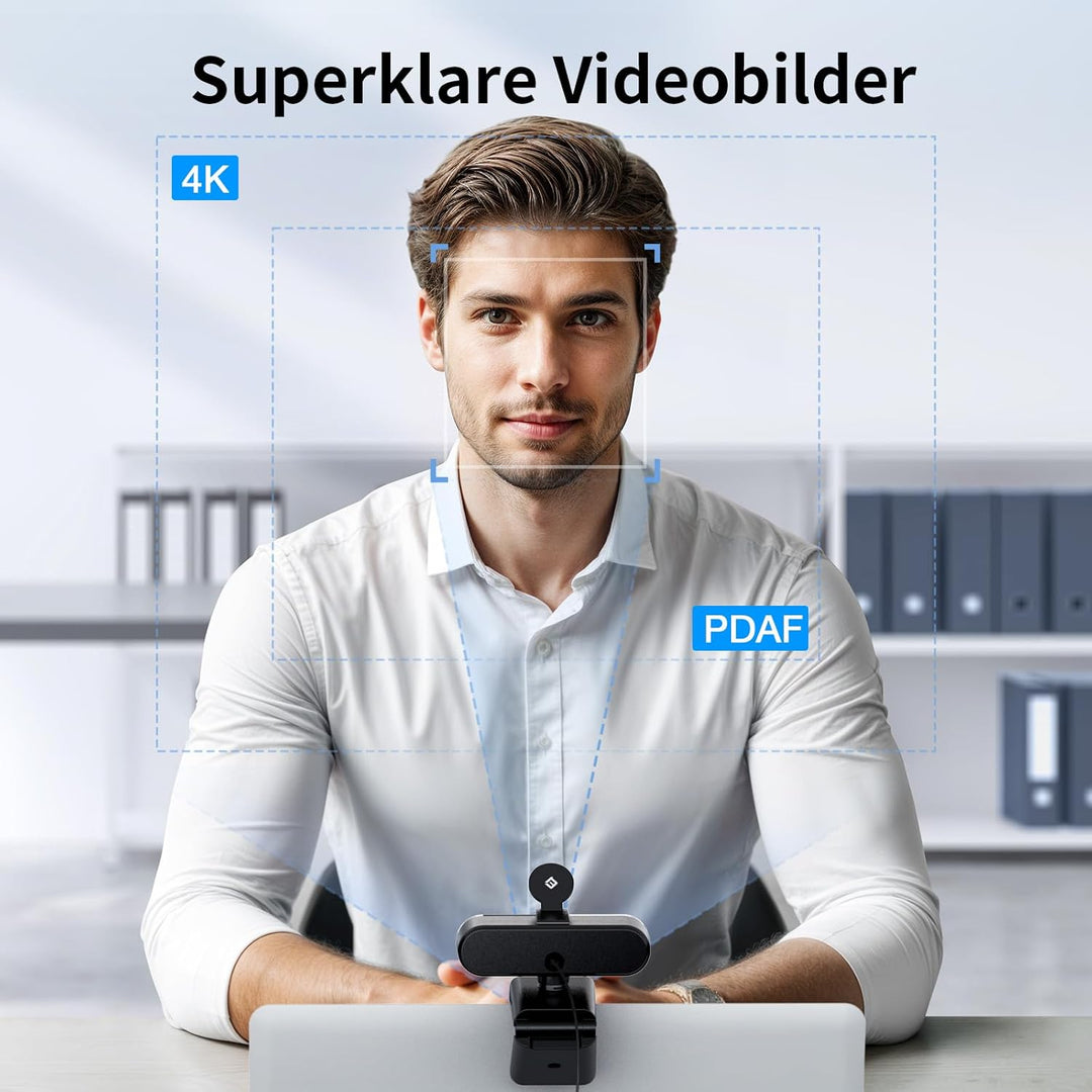 Webcam NOVA 4K, 4K Webcam mit 2 Mikrofon mit Rauschunterdrückung, Ultra HD Webcam mit 73° Weitwinkel