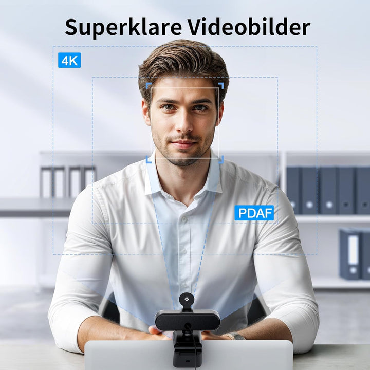 Webcam NOVA 4K, 4K Webcam mit 2 Mikrofon mit Rauschunterdrückung, Ultra HD Webcam mit 73° Weitwinkel