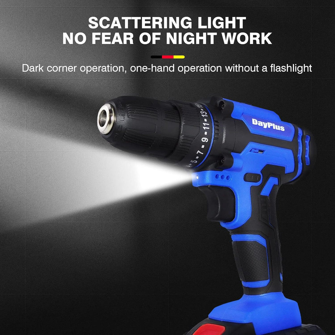 Akkuschrauber Akku Bohrmaschine 21V Professional Akku Bohrschrauber Set mit 2 Akku (1500mAh), LED-Li