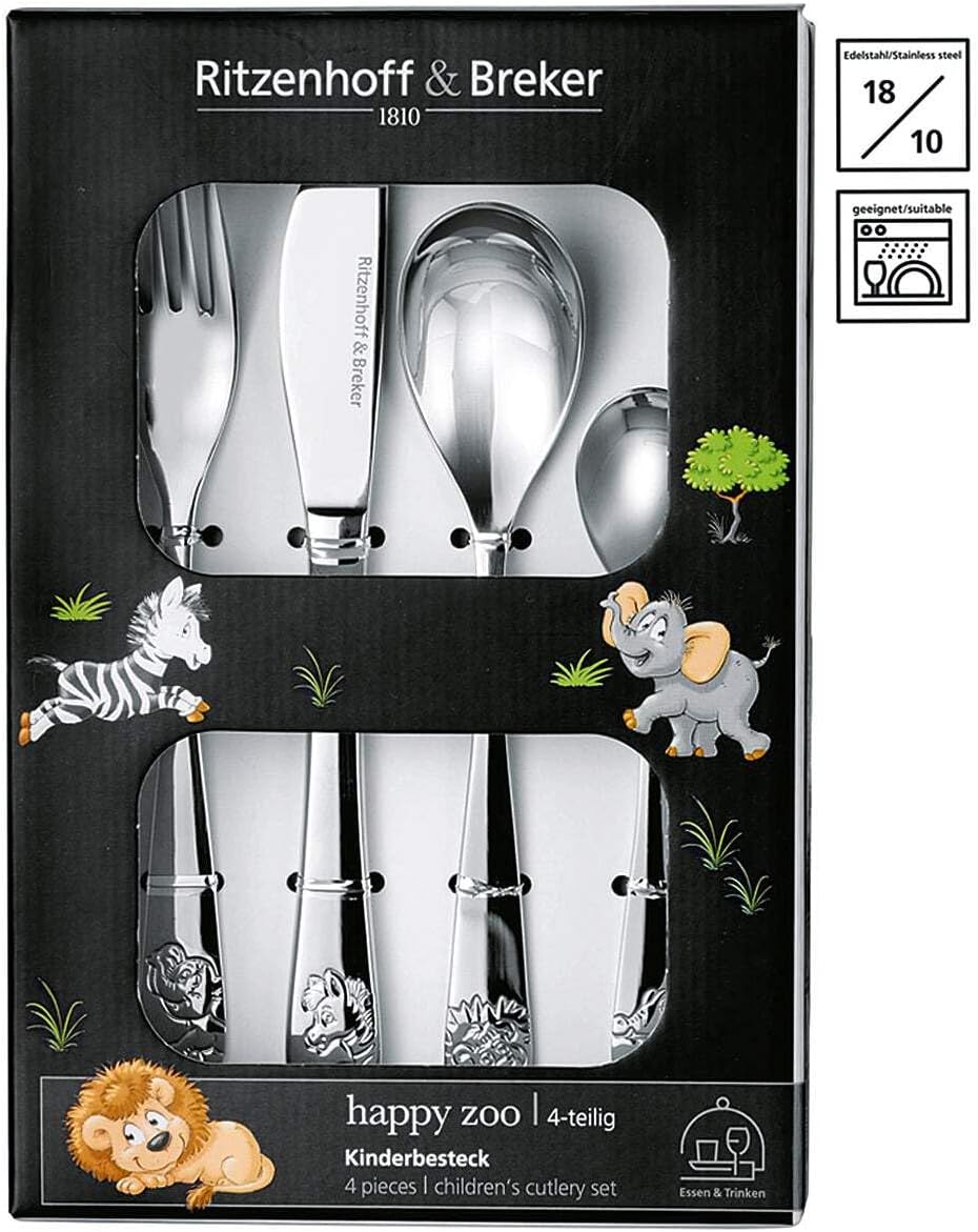 Flirt by R&B Kinderbesteck Happy Zoo, 4-teilig (1 Set)