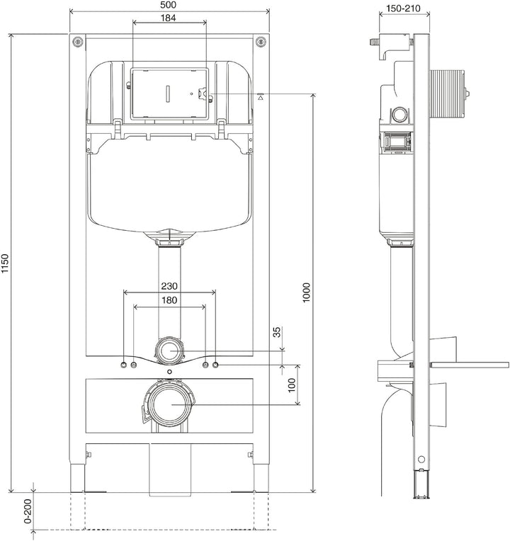 Vorwandelement für Wand-WC mit Spülkasten , 2-Mengen-Spülung , verzinkt, Vorwandelement