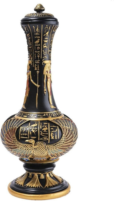 lachineuse - Ägyptische Vase, Göttin Isis 33 cm – Dekorative Vase Schwarz & Gold – Dekoration für de