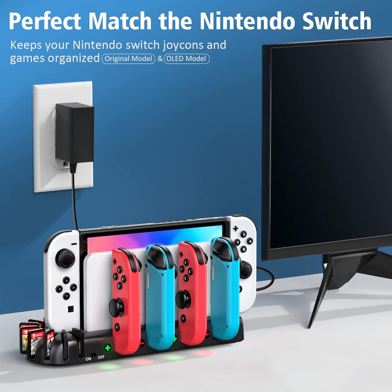 KDD Switch Controller Ladestation Kompatibel mit Nintendo Switch OLED Joy-Con, Switch Ladestation mi