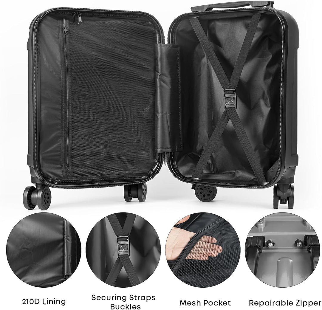 Reisekoffer Set 4-teilig, Trolley Kofferset mit 1 Reisetasche, 1 Kulturbeutel, Rollkoffer Handgepäck