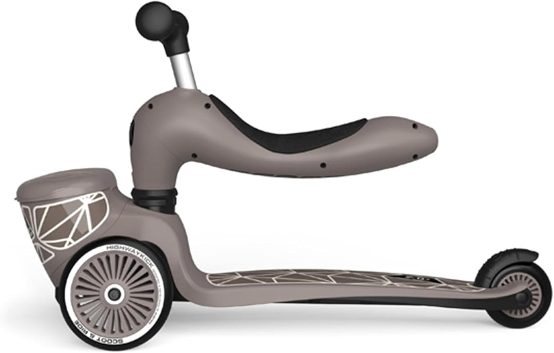Scoot & Ride Unisex – Babys Highwaykick 1 Lifestyle Kickboard mit Sitz und Behälter… BROWN LINES, BR