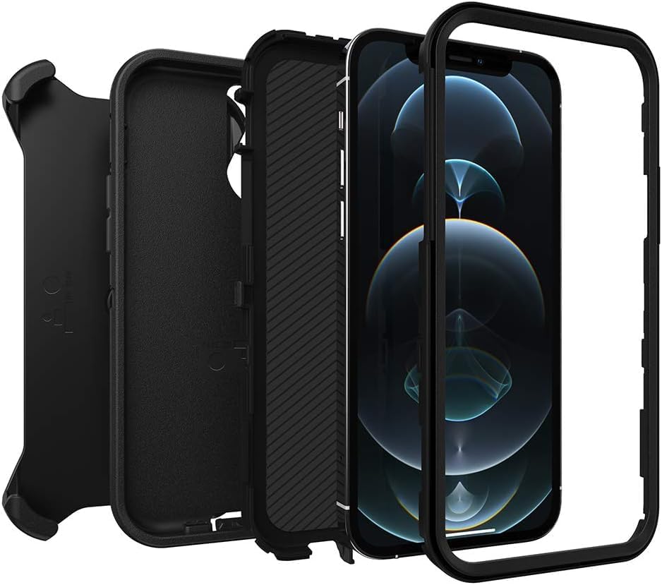 OtterBox Defender Series Schutzhülle für iPhone 12 und iPhone 12 Pro, Schwarz, Schwarz