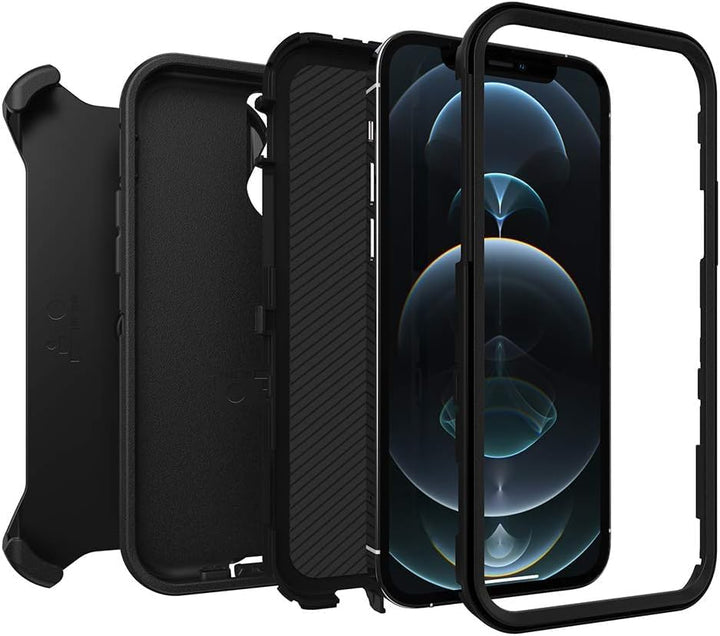 OtterBox Defender Series Schutzhülle für iPhone 12 und iPhone 12 Pro, Schwarz, Schwarz