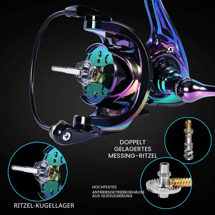 Sougayilang Spinning Angelrolle 6.0:1 Gear Ratio Graphit Rahmen 12 + 1 BB Bunte Angelrolle mit 25 lb
