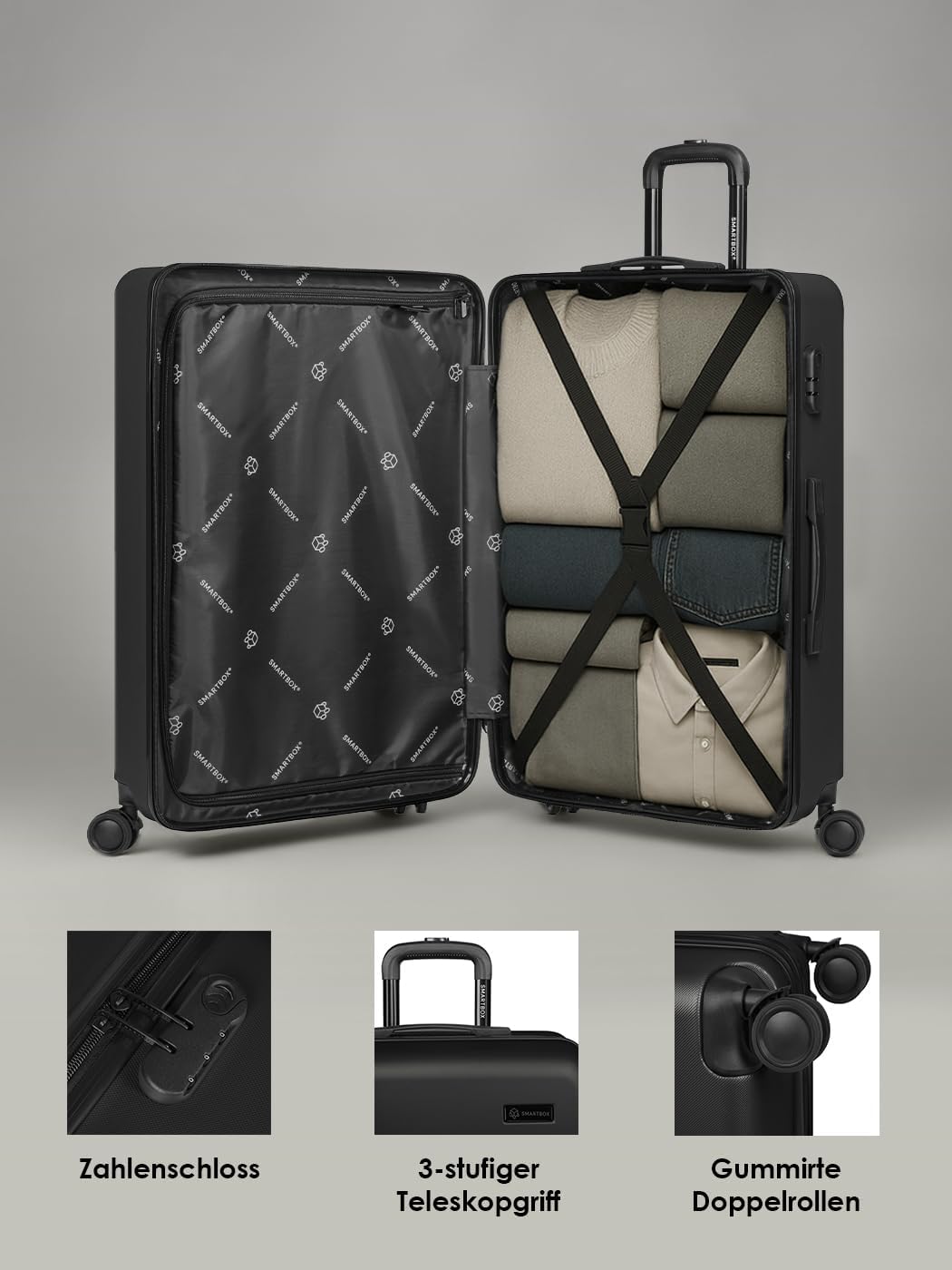 Smartbox Hartschalen Koffer-Set 3-teilig für Damen & Herren | leichte & stabile Reise-Trolleys aus h