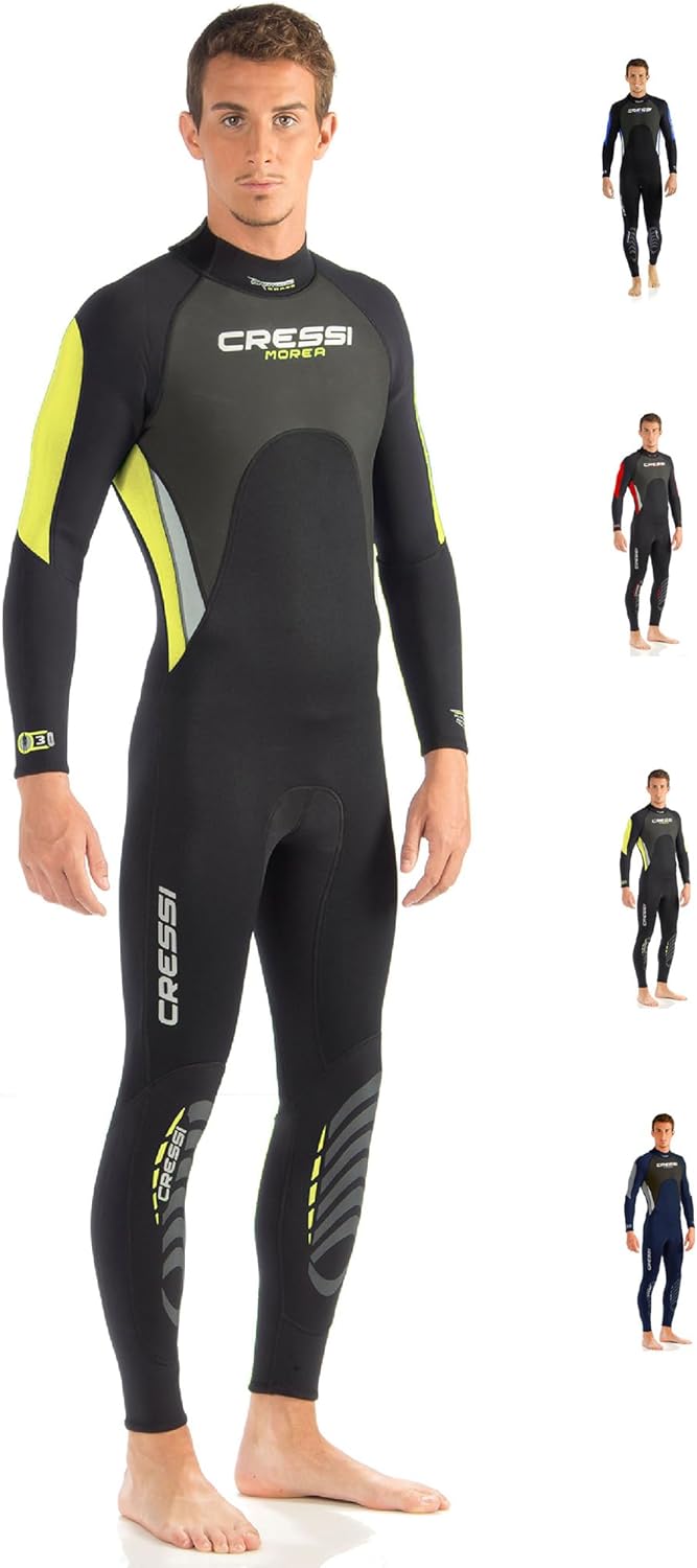 Cressi Morea Herren - Neoprenanzug 3mm für alle Wassersportarten XL/5 Schwarz/Gelb/Silber, XL/5 Schw