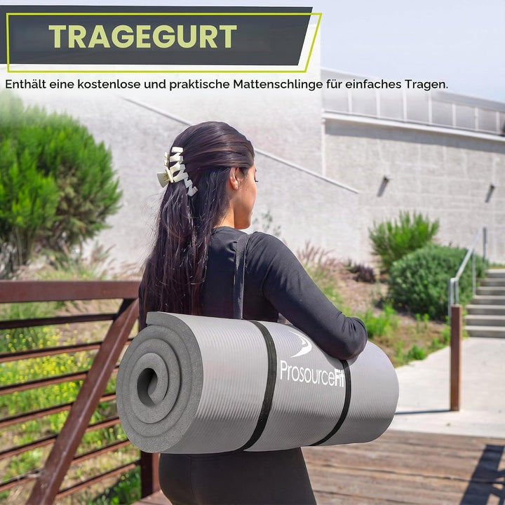 ProsourceFit Extra Thick Yoga and Pilates Mat 1" Grey, 1" Grey