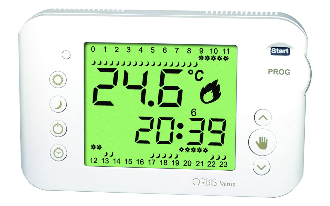 MIRUS BLANCO. CRONOTERMOSTATO SEMANAL 3 TEMPERATURAS PROGRAMABLES. DISPLAY BACK LIGHT