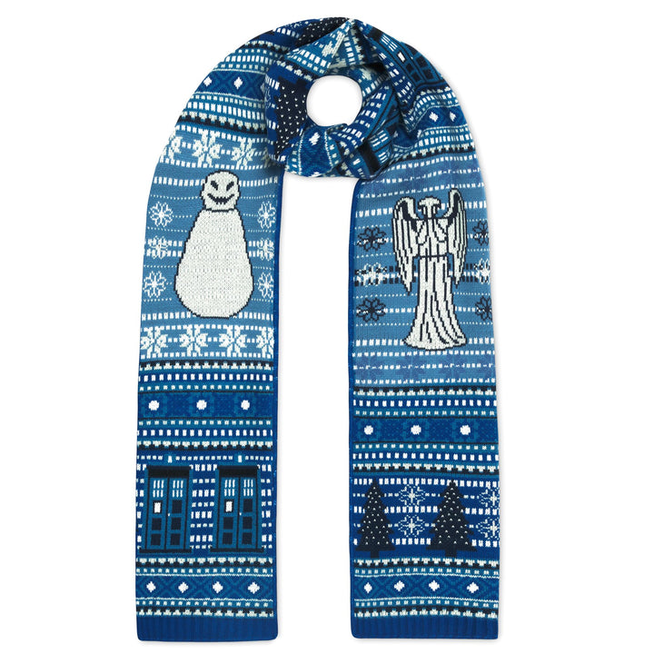 DOCTOR WHO Weihnachtsschal – Offizieller BBC Fanartikel Blau, Blau
