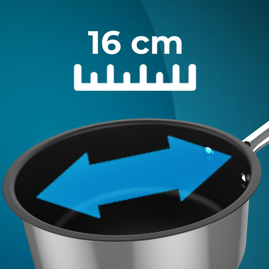 Cecotec Polka Classy 16 Topf Steel, Durchmesser 16 cm, Fassungsvermögen 1,3 l, Edelstahl 18/10, Anti