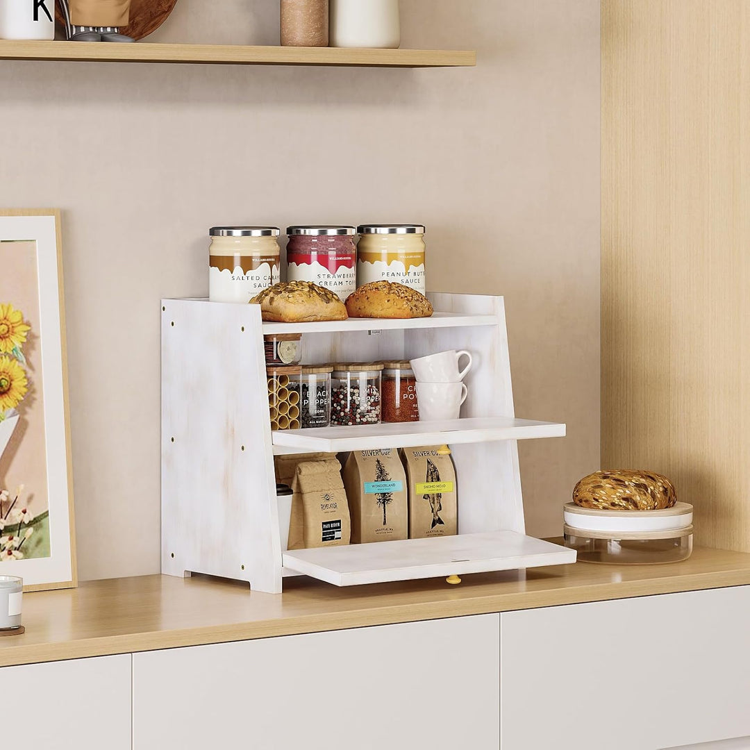 VEDECASA Bambus Brotkasten 2 Regale Brotbox für küche Grosser Brotbehälter Lebensmittelecht Brotaufb