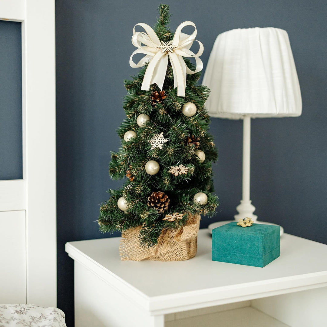 Creative Home Weihnachtsbaum Geschmückt Cremefarben | Höhe 40 cm | Künstlicher Weihnachtsbaum klein