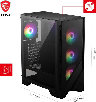 MSI MAG Forge 120A Airflow Mid-Tower PC-Gehäuse - ATX Kapazität, RTX 40 GPU Unterstützung, Auto-RGB