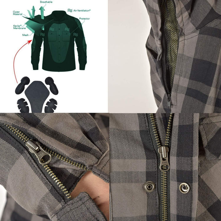 BOSMOTO Herren Lumber Jacket in Grau/Rot/Schwarz kariert 4XL, Braun/Beige 4XL Braun/Beige, 4XL Braun