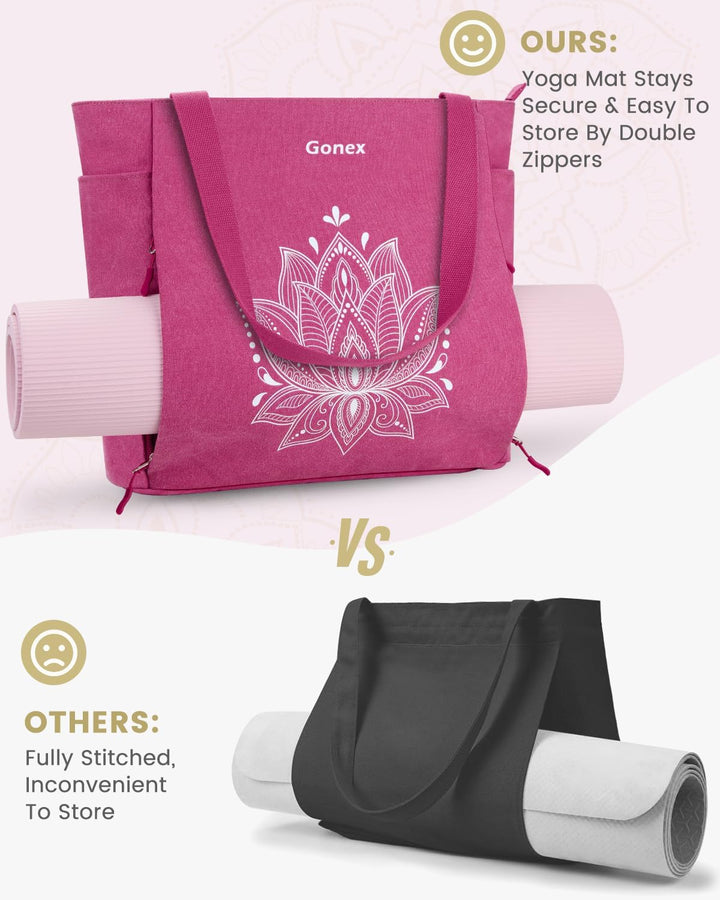 Gonex Yogatasche, Grosse Pilates Tragetasche mit Mehreren Taschen für Damen Herren, Robuste Canvas T