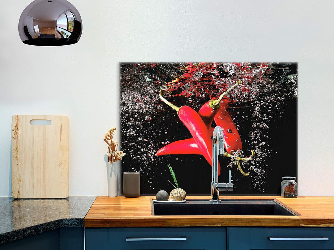 murando Spritzschutz Glas für Küche 80x60 cm Küchenrückwand Küchenspritzschutz Fliesenschutz Glasbil