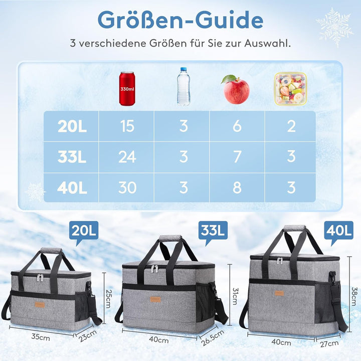 Lifewit 40L Kühltasche Gross faltbar Kühlkorb Kühlbox Isoliertasche Thermotasche Picknicktasche für
