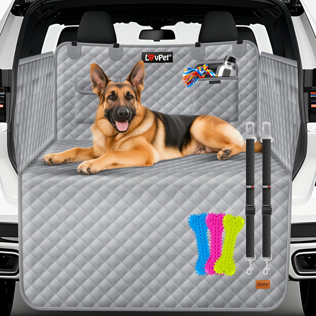 Lovpet Kofferraumschutz mit Seiten- und Ladekantenschutz Hundedecke für Auto-Rückbank mit Sichtfenst