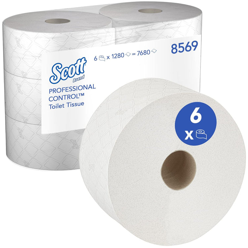 Scott Control Einzelblatt-Toilettenpapier mit Zentralentnahme 8569 – 2-lagiges Toilettenpapier – 6 P