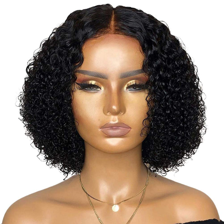 Kurze lockige Perücke, Kinky Curly Bob Perücke, Lace Front Verschluss Perücke Natürliche Mode Schwar