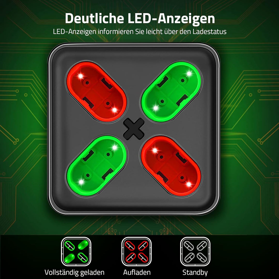 4 Stück Akku für Xbox Series X/S/Xbox One Controller, Akku Ladestation mit LED-Anzeige, Hoher Kapazi