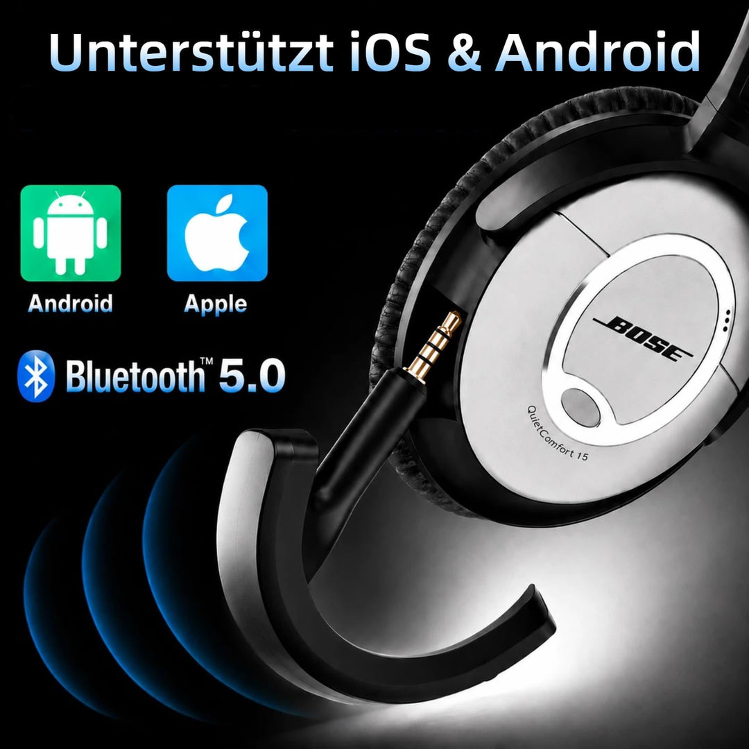 YOCOWOCO Drahtloser Bluetooth 5.0 Adapter für Bose QuietComfort QC15 und QC2 Kopfhörer, aptX/MIC/Lau